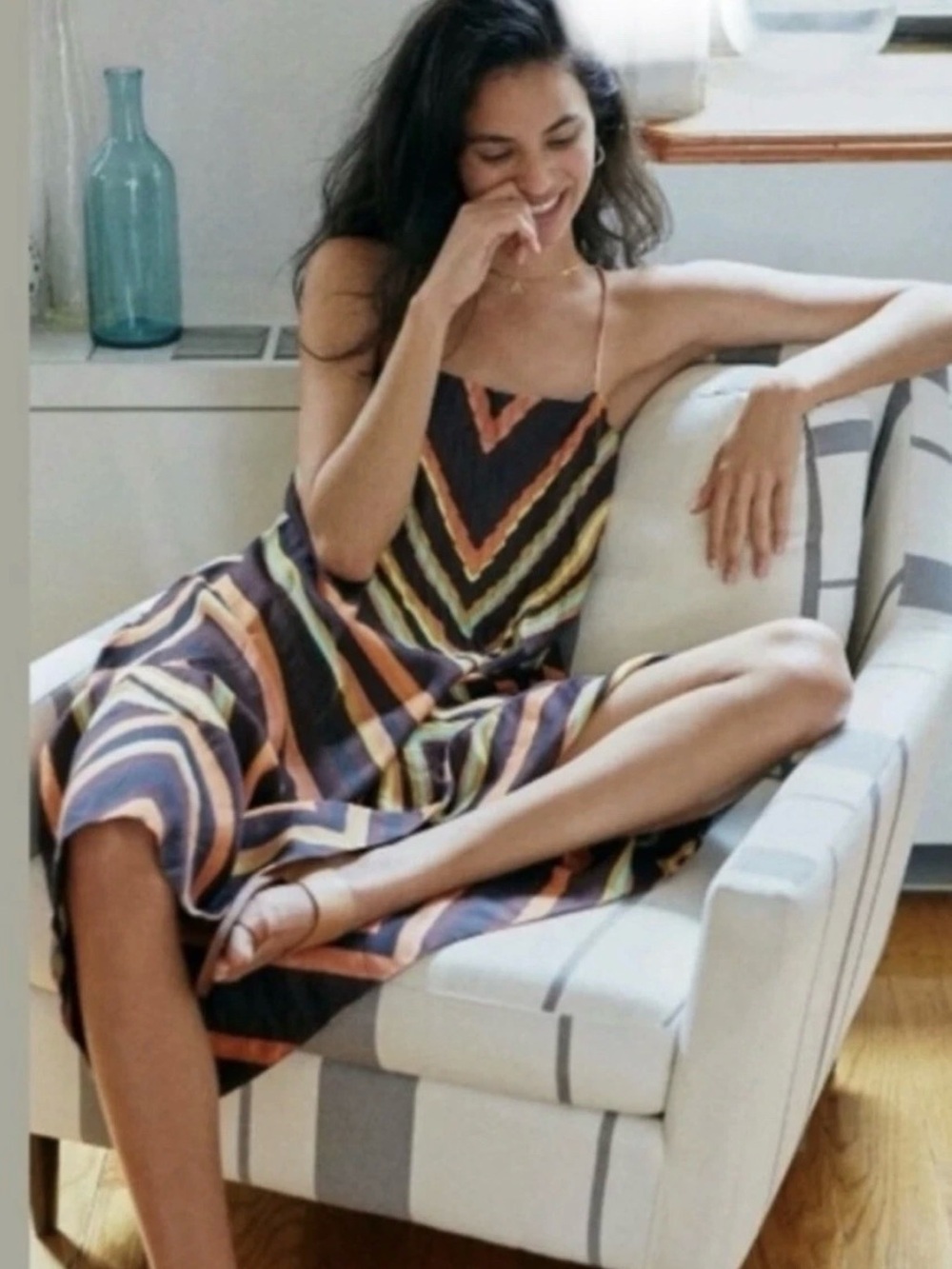 Anthropologie Runi midi sundress multicolor chevron Sleeveless Size L MSRP $158